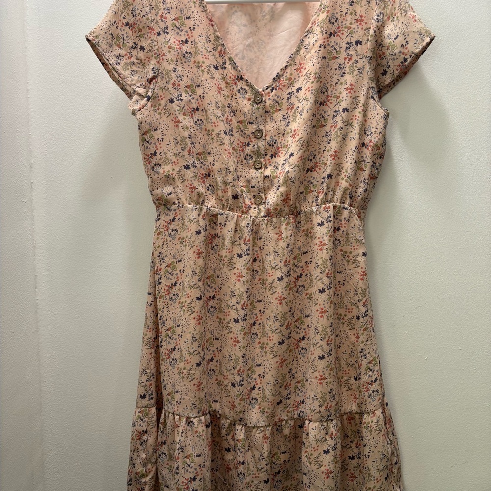 Roolee Pink Floral Button-Down Midi Dress